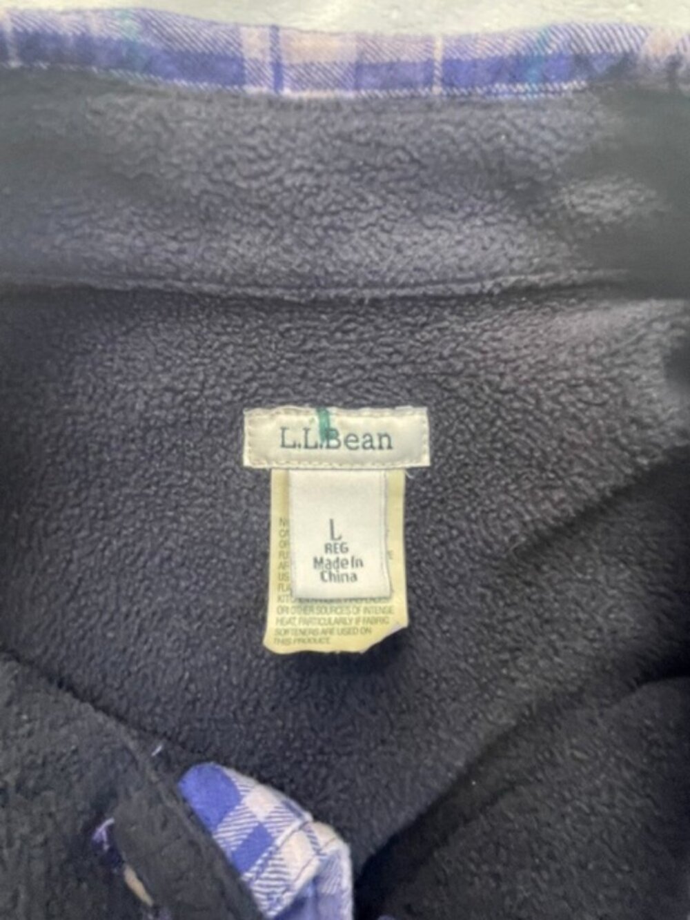 L.L.Bean Women’s Fleece-Lined Flannel Plaid Shirt Jacket, Blue, Size L - Picture 3 of 10